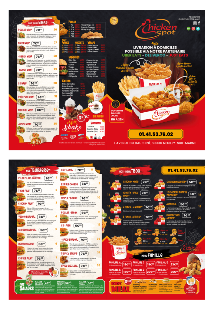 ChickenSpot: Branding and Design | Menu, Flyer, Digital food menu